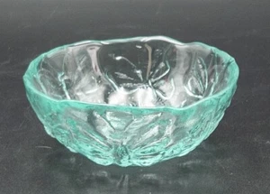 Ice Blue Aqua Butterfly Butterflies Recycled Art Glass Bowl   6” - Picture 1 of 5