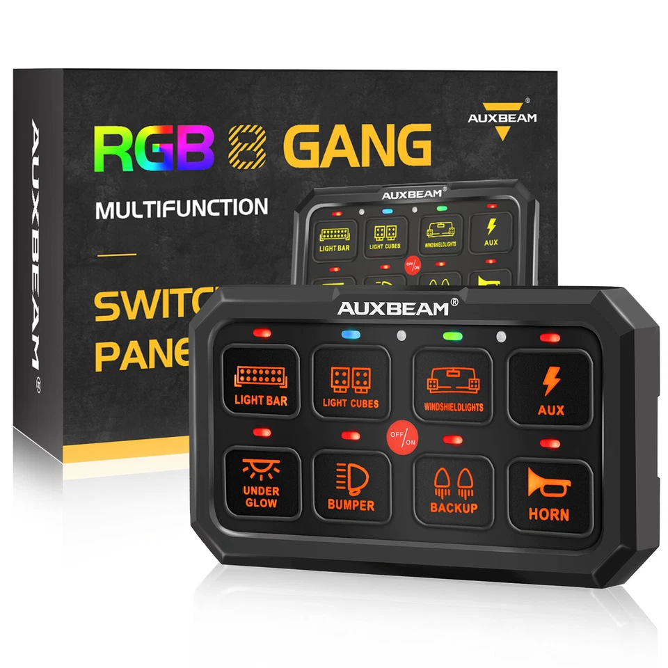 AUXBEAM RA80 XL RGB 8 Gang Switch Panel Phone Control for Can-Am Polaris ATV UTV - Image 1 of 4