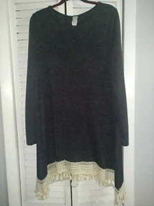 La Ropas Brand Tunic Dress Fringed Boho Women's Large - Picture 1 of 8