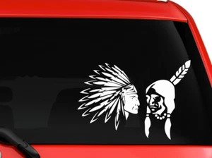 Native American Indian Chief Head on car SUV Decal Sticker 8" White - Bild 1 von 1