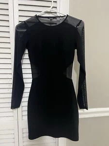 Express Women’s Mesh Crew Neck Long Sleeve Mini Sheath Dress Size 00 - Picture 1 of 6