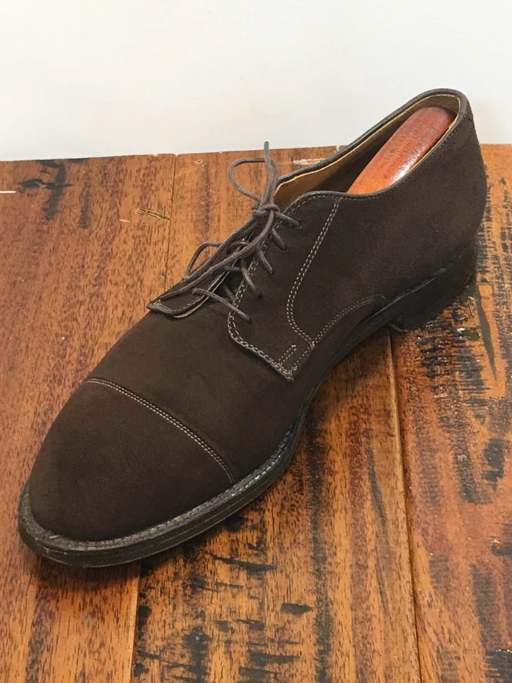 MEN BROOKS BROTHERS BROWN SUEDE LEATHER CAP TOE DERBY SHOES SZ 10.5 D MADE USA - Image 1 of 4