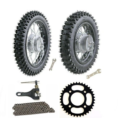Rear Wheel 80/100-10 Front 60/100-12 Tire Rim Drum Brake 110CC CRF70 XR70 - Image 1 of 4