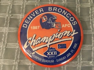 DENVER BRONCOS 1987 Super Bowl XXII AFC Champions PINBACK BUTTON 2.25" Round - Picture 1 of 2