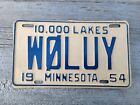 1954 Minnesota Amateur Ham Radio License Plate W0LUY