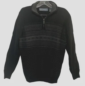 Oscar de la Renta Heritage schwarzer Fair Isle Herrenpullover Medium Dadcore Winter - Bild 1 von 8