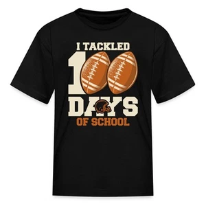 I Tackled 100 Days Of School | Funny American Football Kid's T-Shirt - Picture 1 of 16