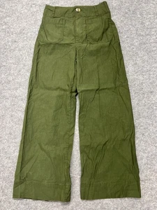 Maeve The Colette Hose Damen 28 grün hoher Bund weites Bein Leinenmischung Utility - Bild 1 von 11