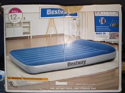 Bestway 12" Tritech Full Air Mattress with Built-in Pump Used 1 Time (Holds Air) - Image 1 of 4