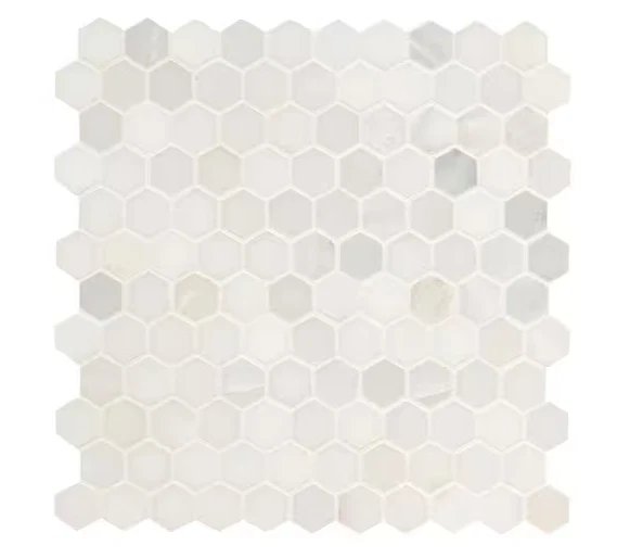 Azulejo de mosaico MSI Griego Blanco 1" Hexágono 12" x 12" Mármol Pulido Montaje en Malla Foto 1 de 4