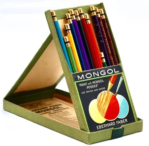 Vintage Mongol #741 Farbe mit Farbstiften Originalkarton Aquarell 12 Stück Set - Bild 1 von 12
