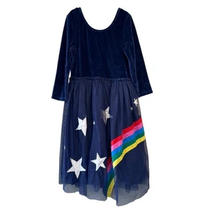 Vestido MINI BODEN Arco Iris Tul Niñas 11-12 152 Azul Terciopelo Tul Apliques Estrellas - Imagen 1 de 8