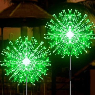 Luces Solares Fuegos Artificiales, Pack de 2 120 LEDs Exterior Impermeable - Verde Foto 1 de 4