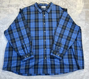 King Size Shirt Men's 6XL Blue Plaid L/S Button Up Casual Workwear Big & Tall - Picture 1 of 9