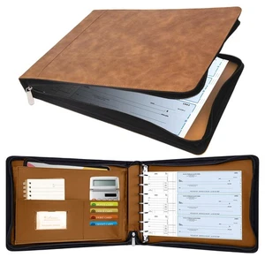 Zippered 7 Ring Business Checkbook Binder Portfolio for 3-on-a-Page Business ... - Picture 1 of 7