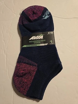 Womens Avia Seasonless Wool No Show Socks - Heel/Toe Cushion/Arch Support - 4-10 - Image 1 of 4