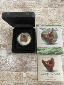 2011 Australien Silber 1 Feinunzen Proof Münze Orang-Utan Wildlife in Not farbig  - Bild 1 von 7