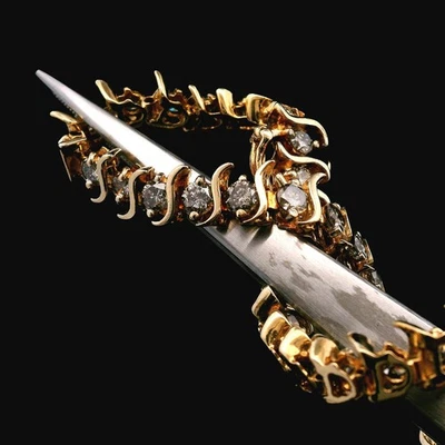 Brazalete de eslabones en S de diamantes de 5,00 cttw de oro amarillo de 14 quilates - 7,5" - 14,93 g (9,60 DWT) Foto 1 de 4