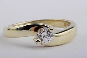 Solitär Ring Kristall 333 8K Gelb Gold Gr. 55 Top Zustand! # - Bild 1 von 6