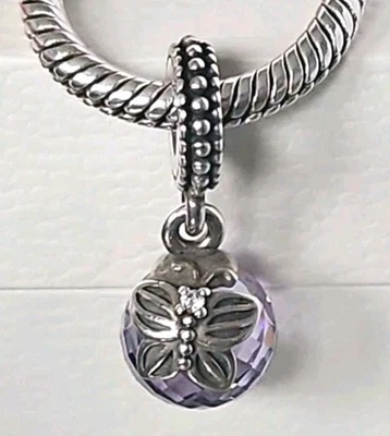 Genuine Pandora Bracelet Charm - Silver & Purple Morning Butterfly Dangle S925 - Image 1 of 4