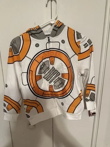 New Disney Star Wars Force Awakens Droid BB8 Hoodie Jacket Child Size Small - Picture 1 of 4