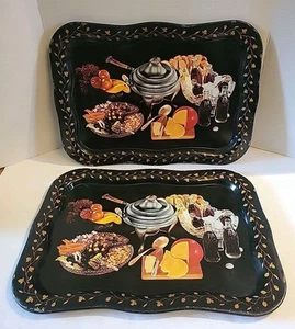 Vintage Toleware Coca-Cola Fondue Metal Serving Trays 13"x18" Set Of 2  Coke 50s - Picture 1 of 4