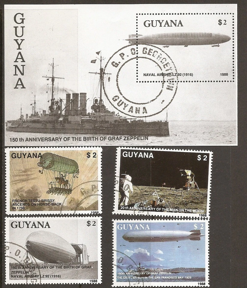 Guyana SC # 2007A-2008AC-2009 Zeppellin 150th Anniversary . Precancel. MNH - Image 1 of 1