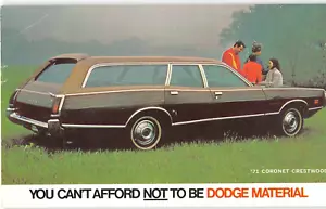DODGE CORONET CRESTWOOD Jim Bell's Fremont, CA Händler 1971 Vintage Postkarte - Bild 1 von 2