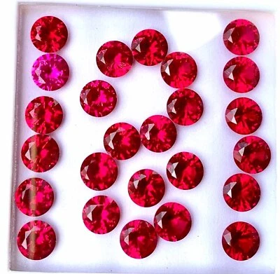 10 Pcs Natural Flawless Mogok Red Ruby Round Cut Loose Gemstone GIT Certified - Image 1 of 4