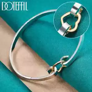 DOTEFFIL 925 Sterlingsilber Gold Herz Armreif Armband Mode Party Schmuck - Bild 1 von 6