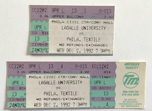 Philadelphia Textile La Salle Civic Center NCAA Basketball (3) Tickets 1992 1993 - Picture 1 of 4