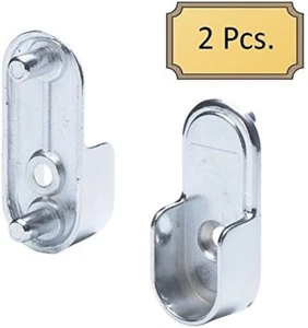Oval Closet Rod End Brackets W/Rear Facing 5Mm Pins | 15Mm X 30Mm | Polished Chr - Picture 1 of 1