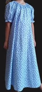 Girl long full gown cotton floral dress modest CUSTOM blue size XS S M L XL - Picture 1 of 1