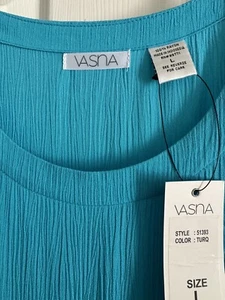 By Vasna Maxi Island Blue Linen Women’s Dress Sz L - Picture 1 of 10