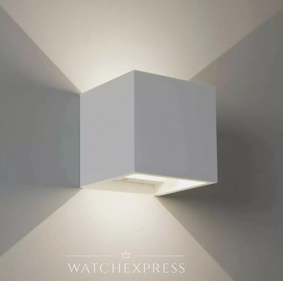 APPLIQUE CUBO LAMPADA  LED  FARO FARETTO DA PARETE A  MURO DOPPIA LUCE IP65 - Immagine 1 di 4