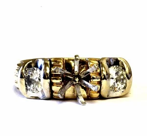 Anillo de compromiso de diamante redondo de 0,52 quilates SI2 J de oro amarillo de 14k semi montaje 6,8 g Estate - Imagen 1 de 8