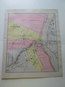 MAPA ANTIGUO MAINE 1901/02, GARDINER, WATERVILLE, HALLOWELL STUART'S MAINE ATLAS - Imagen 1 de 2