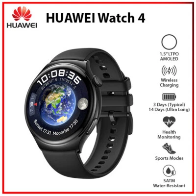 NEW Huawei Watch 4 BLACK AMOLED 1.5" 5ATM Bluetooth iOS Android Smartwatch - Image 1 of 4