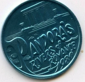 Mardi Gras Doubloon Krewe of Pandora 1980 azul aluminio - Imagen 1 de 2