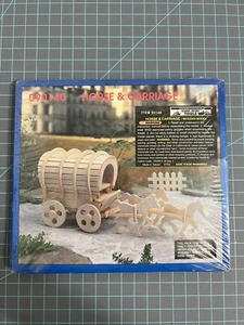 #090140 Pferd & Kutsche Holzmodell Hafen Fracht Werkzeuge Brandneu - Bild 1 von 6