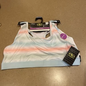 2 Girls Teens White & Multi Colored Athletic Sports Bra Bras Active Wear Size 38 - Picture 1 of 6