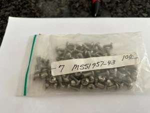 NOS Lot of 100 - MS51957-43, MACHINE SCREW PAN HEAD 5305-00-054-6668 - Picture 1 of 2