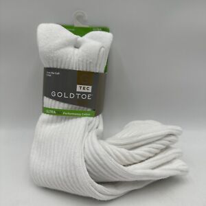 Gold Toe Men's Socks Cotton Over the Calf, 3 pair pack, Gold Toe 2187H, White