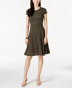 Alfani Lace Fit Flare Dress Urban Olive 16 - Picture 1 of 2