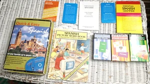 Quick Easy Spanish Learning Kit w/ Flash Cards Picture Workbook Free Dictionary - Picture 1 of 10