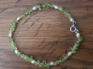 Genuine NATURAL * PERIDOT *  STONE BRACELET, 7.5 INCHES Long, Handmade in USA - Picture 1 of 8