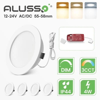 ALUSSO 12-24V LED Recessed Ceiling Lights 4W slim Camper Caravan Boat RV Downlight IP44