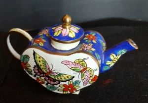 Vintage Miniatur Cloisonne chinesische Teekanne - Schmetterlinge - Bild 1 von 5
