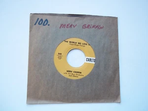 MERV GRIFFIN - The World We Love In; Banned In Boston - 45 RPM Record 7" Single - Picture 1 of 6