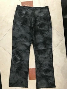 Rag High Waist Wide Leg Black Tie Dye Print Pants 3 Pocket 31x30" Size 10 RETRO - Picture 1 of 12